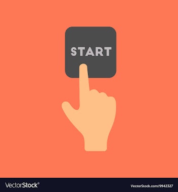 Flat icon on stylish background hand button start vector image