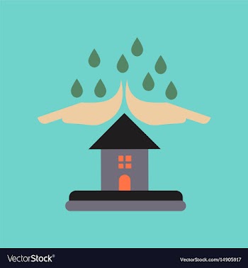 Flat icon on stylish background hand house rain vector image