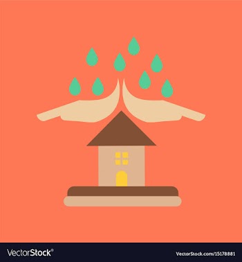 Flat icon on stylish background hand house rain vector image