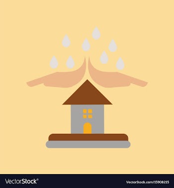 Flat icon on stylish background hand house rain vector image