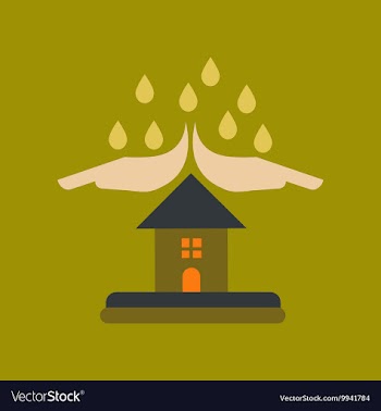 Flat icon on stylish background hand house rain vector image