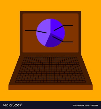 Flat icon on stylish background laptop chart vector image