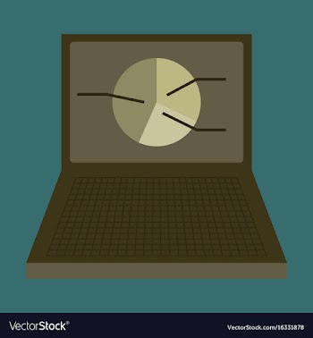 Flat icon on stylish background laptop chart vector image