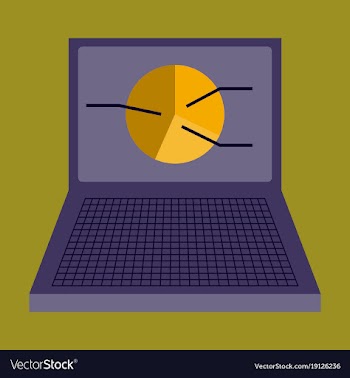 Flat icon on stylish background laptop chart vector image