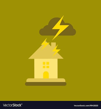 Flat icon on stylish background lightning house vector image
