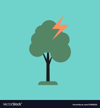 Flat icon on stylish background lightning tree vector image