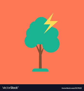 Flat icon on stylish background lightning tree vector image