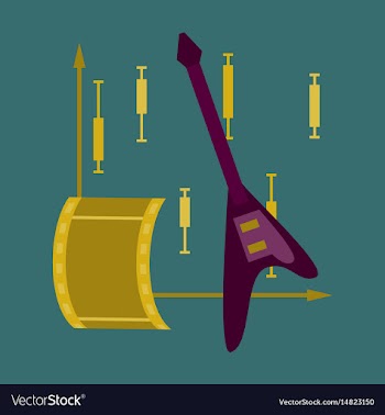 Flat icon on stylish background music and cinema vector image