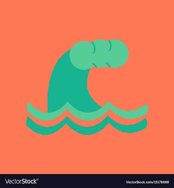 Flat icon on stylish background nature tsunami vector image
