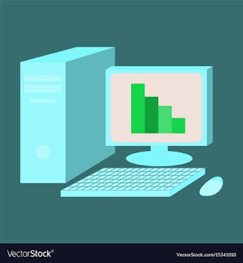 Flat icon on stylish background office computer vector image