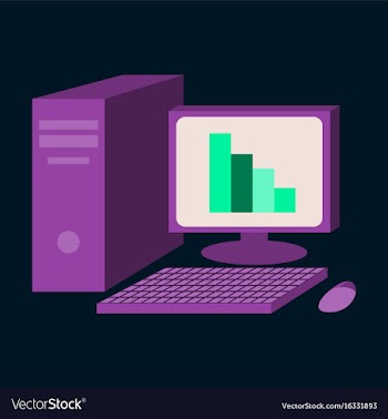 Flat icon on stylish background office computer vector image