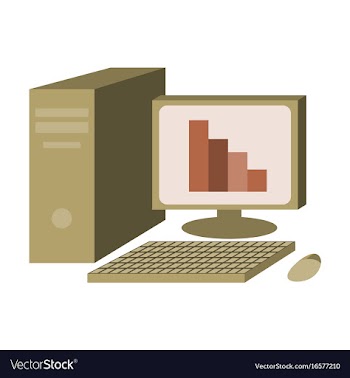 Flat icon on stylish background office computer vector image