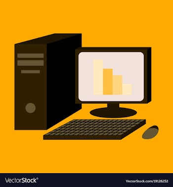 Flat icon on stylish background office computer vector image