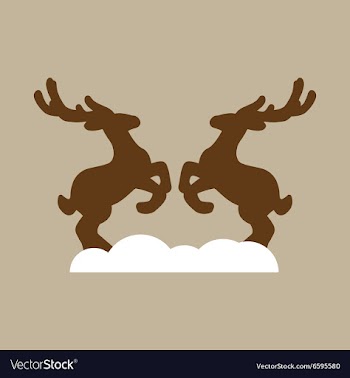 Flat icon on stylish background pair of deer vector image