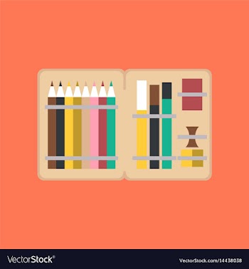 Flat icon on stylish background pencil box pencil vector image