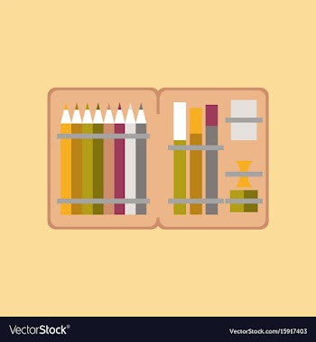 Flat icon on stylish background pencil box pencil vector image