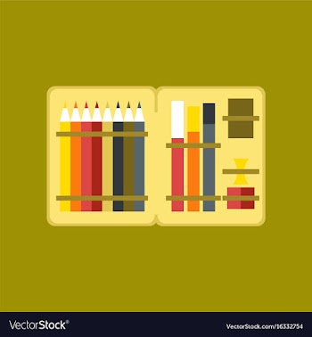 Flat icon on stylish background pencil box pencil vector image