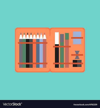 Flat icon on stylish background pencil box pencil vector image