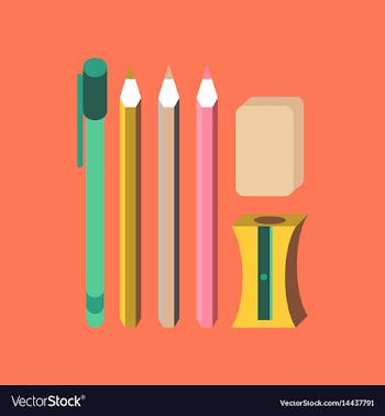 Flat icon on stylish background pencil eraser pen vector image
