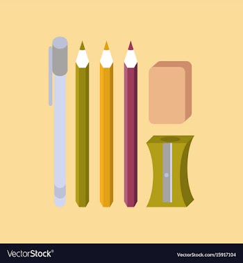 Flat icon on stylish background pencil eraser pen vector image