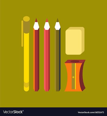 Flat icon on stylish background pencil eraser pen vector image