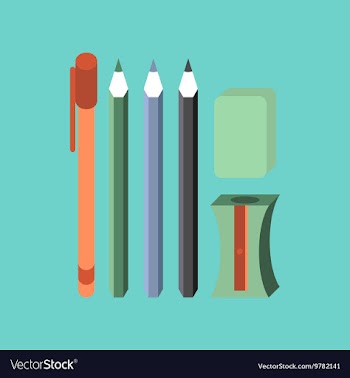 Flat icon on stylish background pencil eraser pen vector image