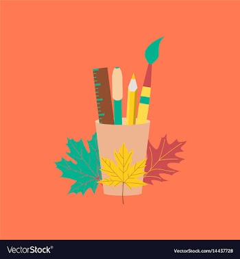 Flat icon on stylish background pencils pens ruler vector image