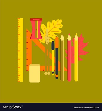 Flat icon on stylish background pencils pens ruler vector image
