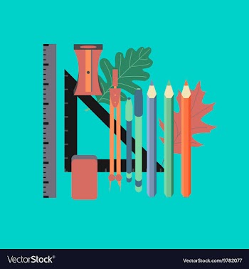 Flat icon on stylish background pencils pens ruler vector image
