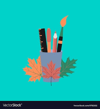 Flat icon on stylish background pencils pens ruler vector image