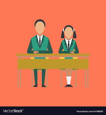 Flat icon on stylish background pupils at school vector image