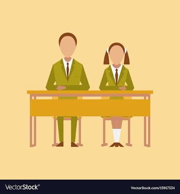 Flat icon on stylish background pupils at school vector image