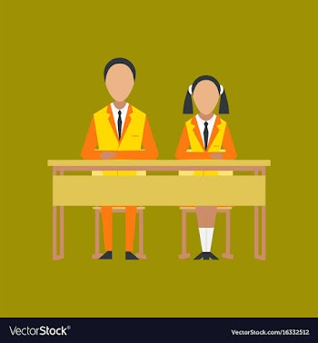 Flat icon on stylish background pupils at school vector image