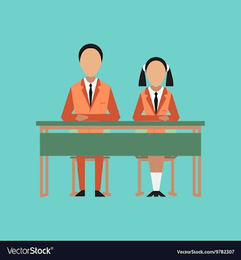 Flat icon on stylish background pupils at school vector image