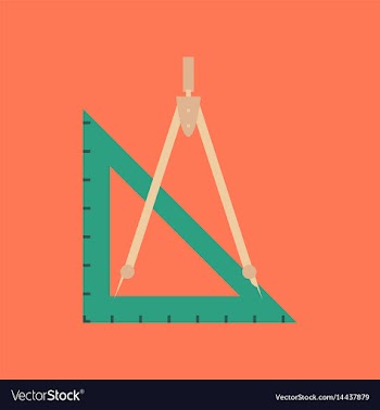 Flat icon on stylish background ruler compass vector image