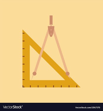 Flat icon on stylish background ruler compass vector image