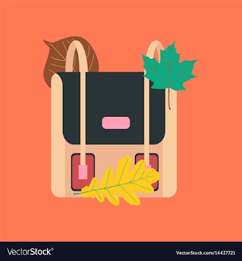 Flat icon on stylish background school bag leaves vector image