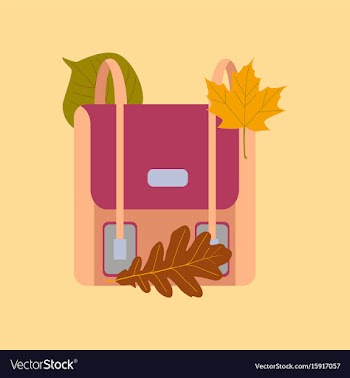 Flat icon on stylish background school bag leaves vector image