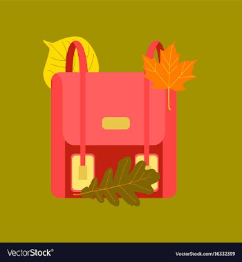 Flat icon on stylish background school bag leaves vector image