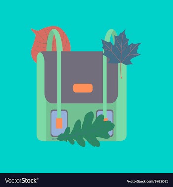 Flat icon on stylish background school bag leaves vector image