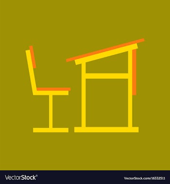 Flat icon on stylish background school desk chair vector image