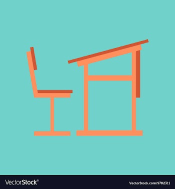 Flat icon on stylish background school desk chair vector image