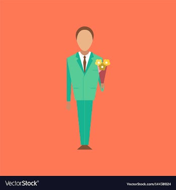 Flat icon on stylish background schoolboy flowers vector image