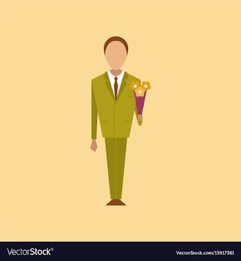 Flat icon on stylish background schoolboy flowers vector image