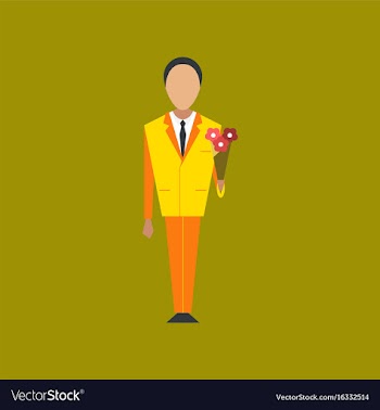 Flat icon on stylish background schoolboy flowers vector image