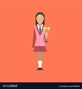 Flat icon on stylish background schoolgirl flowers vector image