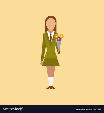 Flat icon on stylish background schoolgirl flowers vector image