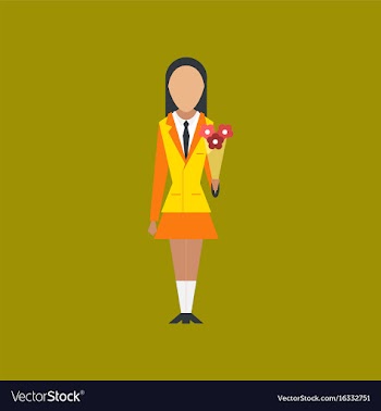 Flat icon on stylish background schoolgirl flowers vector image