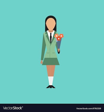 Flat icon on stylish background schoolgirl flowers vector image