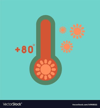 Flat icon on stylish background thermometer hot vector image